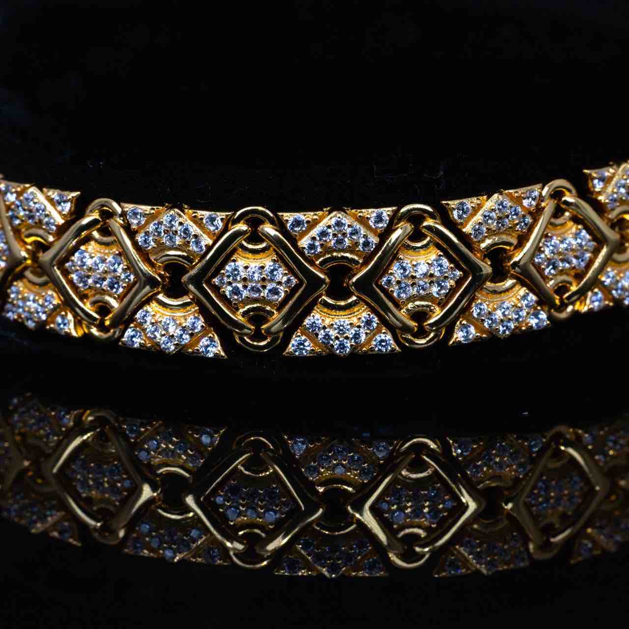 Omnia Lisi Gold and White Bracelet With High Quality Simulated Diamonds In 925 Silver - Image 5