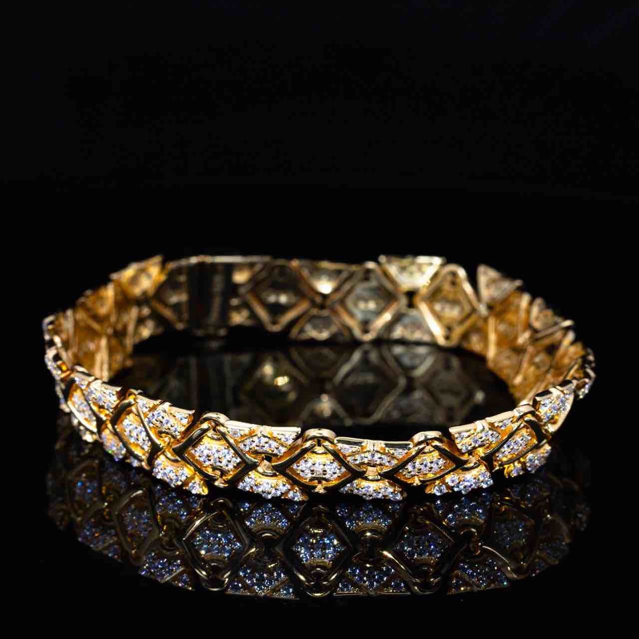 Omnia Lisi Gold and White Bracelet With High Quality Simulated Diamonds In 925 Silver - Image 4