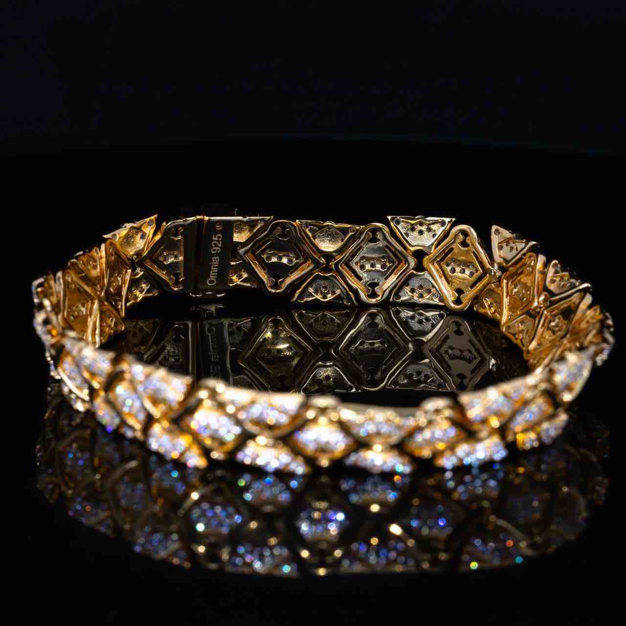 Omnia Lisi Gold and White Bracelet With High Quality Simulated Diamonds In 925 Silver - Image 3
