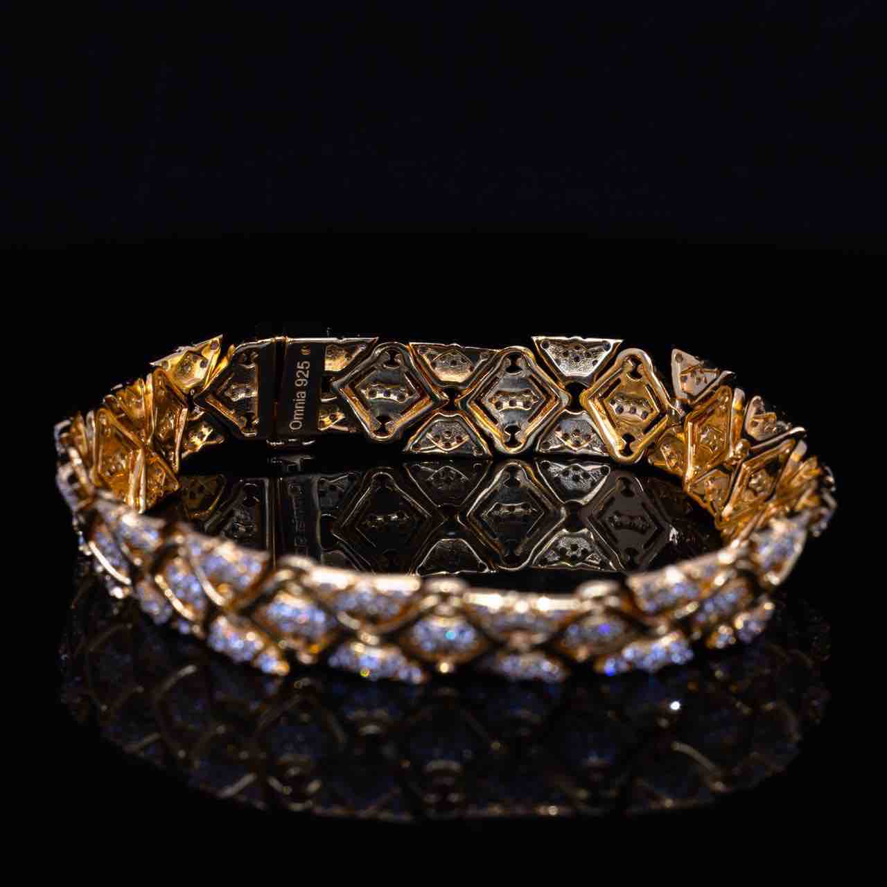 Omnia Lisi Gold and White Bracelet With High Quality Simulated Diamonds In 925 Silver - Image 6