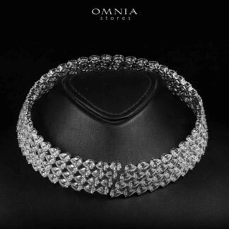 Omnia Siya White Choker Necklace With High Quality Simulated Diamonds In 925 Silver