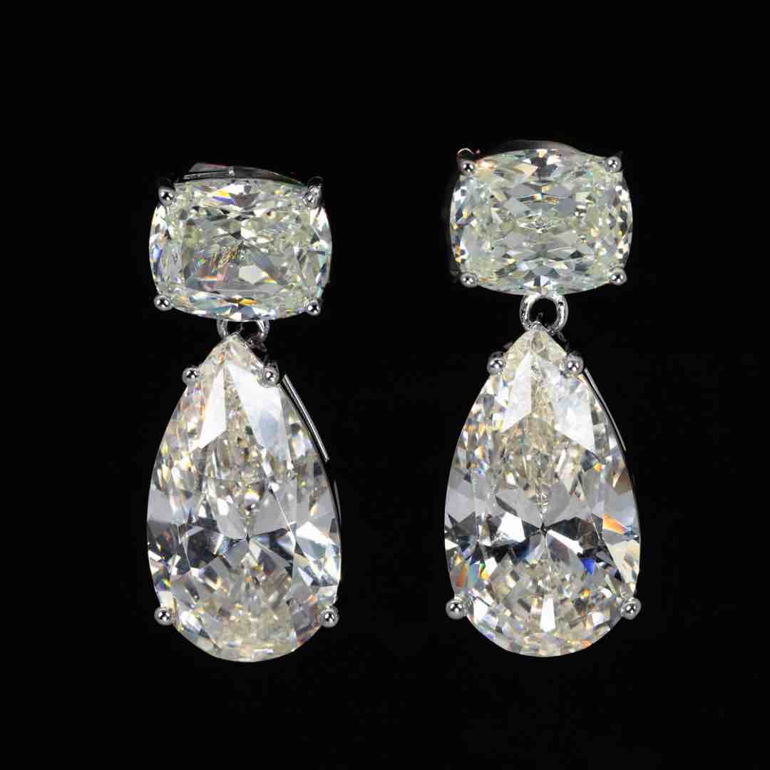 Omnia Nula White Drop Earrings With High Quality Simulated Diamonds In 925 Silver