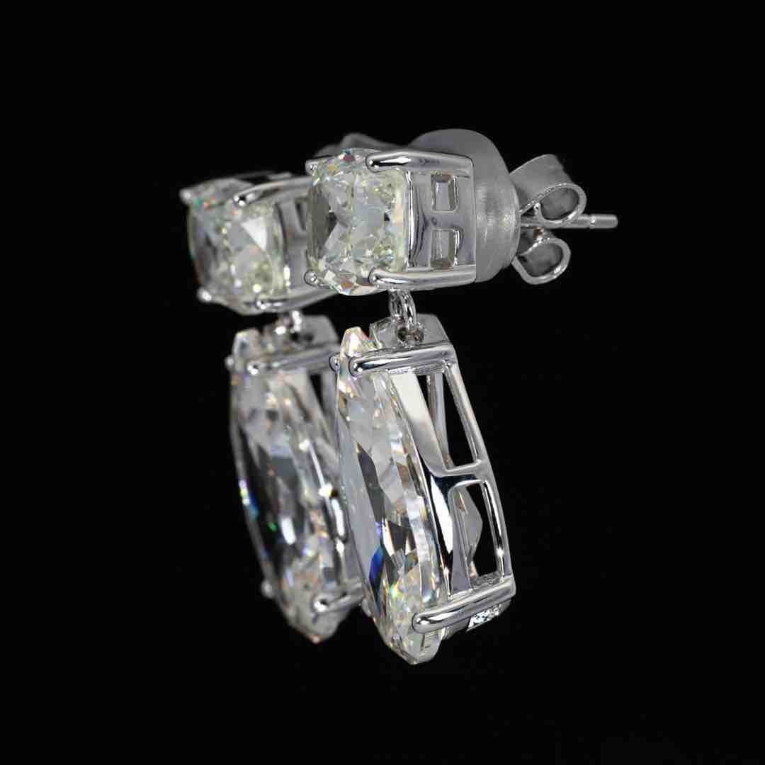 Omnia Nula White Drop Earrings With High Quality Simulated Diamonds In 925 Silver - Image 2