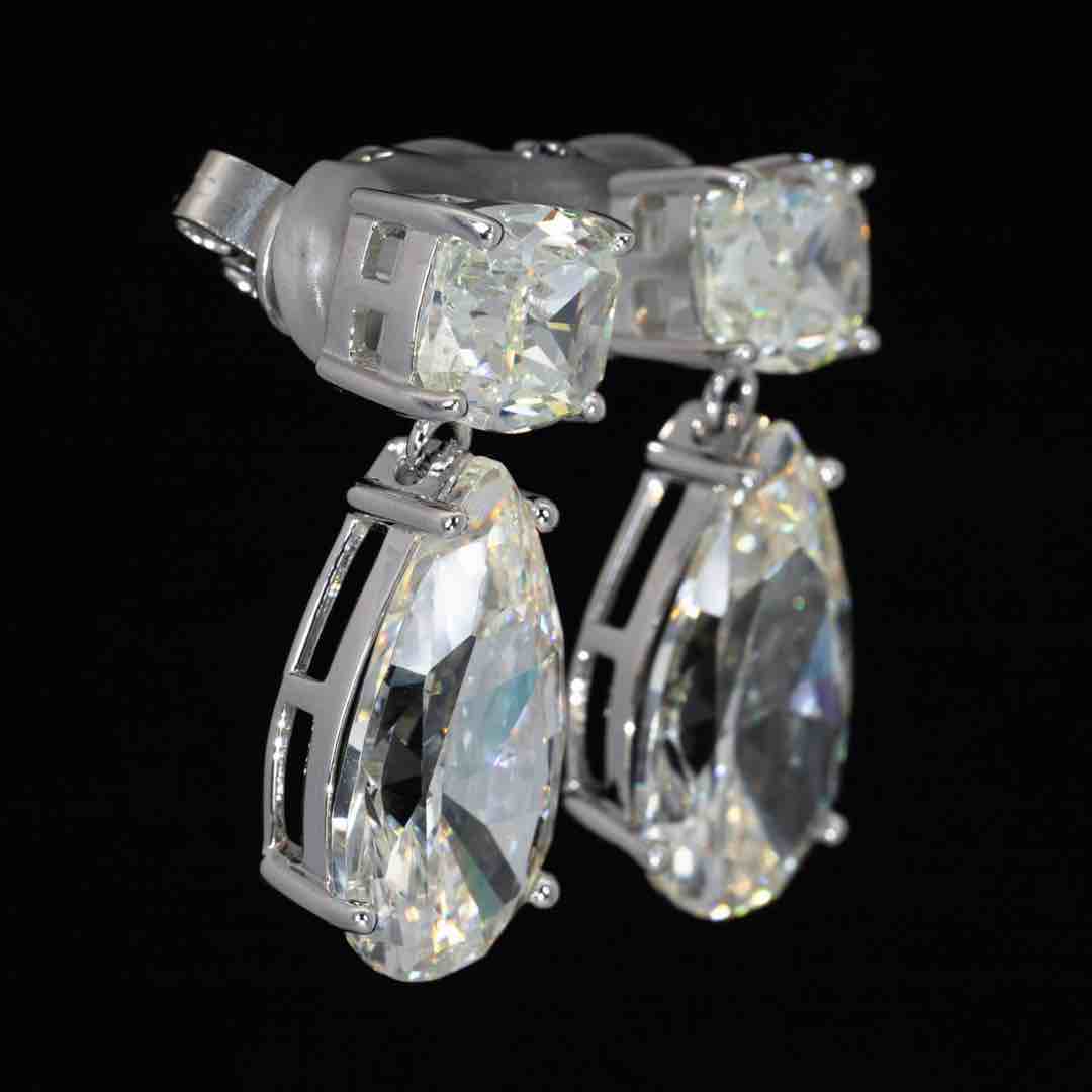 Omnia Nula White Drop Earrings With High Quality Simulated Diamonds In 925 Silver - Image 4