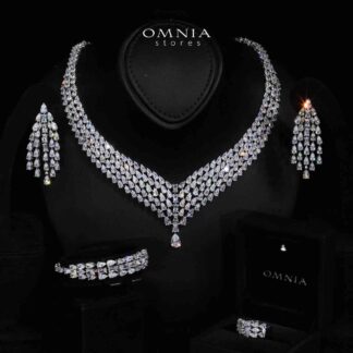Omnia Carina White Luxury Bridal Full Set in High Quality Rhodium Plated Zircon Stones