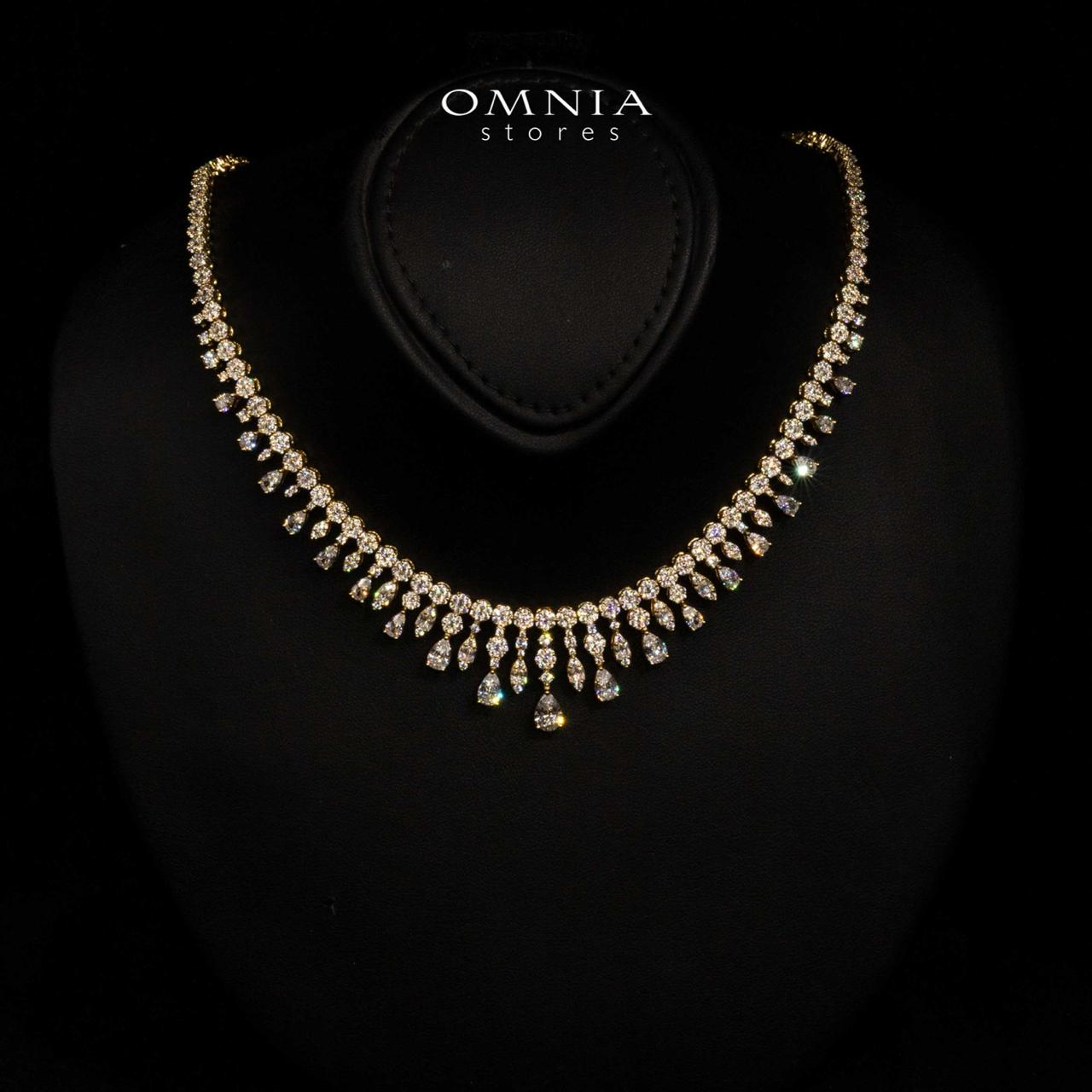 Omnia Syla Gold Luxury Bridal Full Set in High Quality Zircon Stone in Rhodium Plated - Image 2