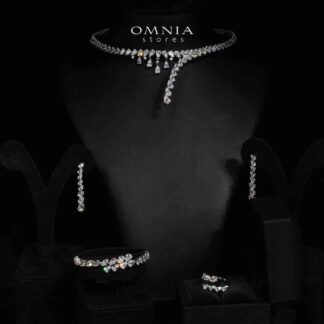 Omnia Ailyn Luxury White Choker Bridal Full Set in High Quality Zircon Stone Rhodium Plated