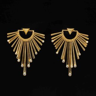 Omnia Liza Gold Earrings With High Quality Simulated Diamonds In 925 Silver