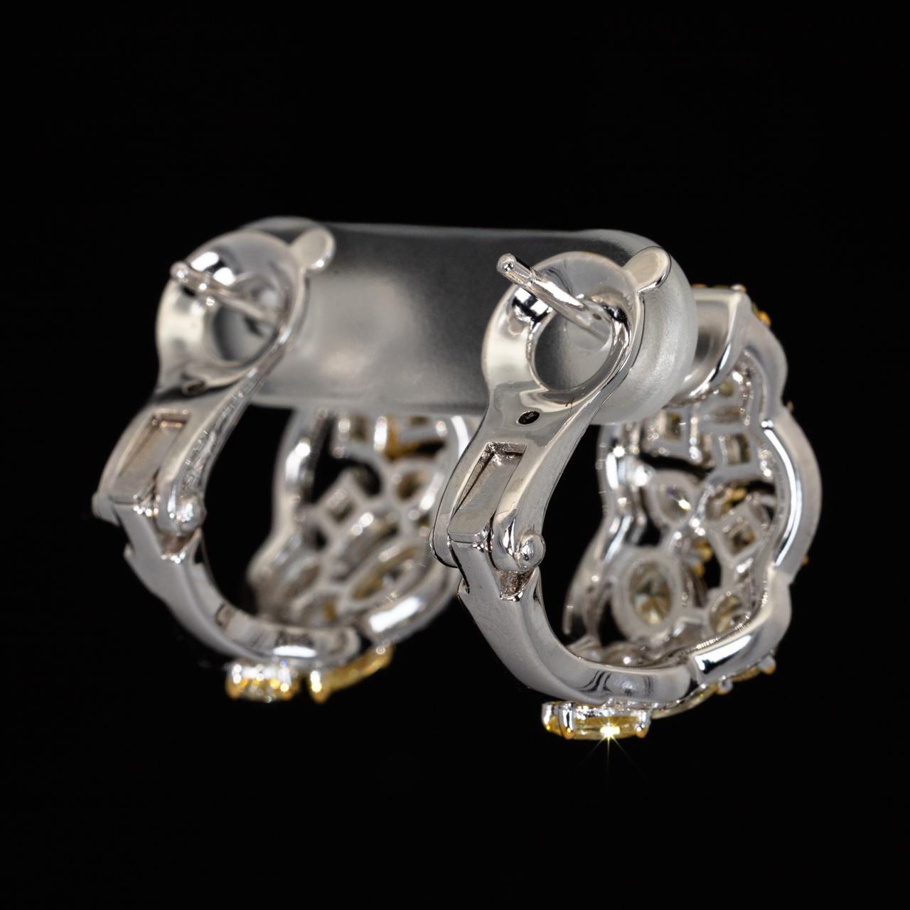 Omnia Sofie Yellow Clip Earrings With High Quality Simulated Diamonds In 925 Silver - Image 3