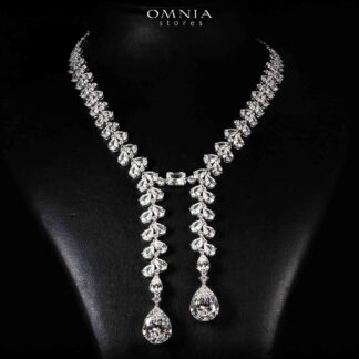 Omnia Shanaya White Necklace With High Quality Simulated Diamonds In 925 Silver