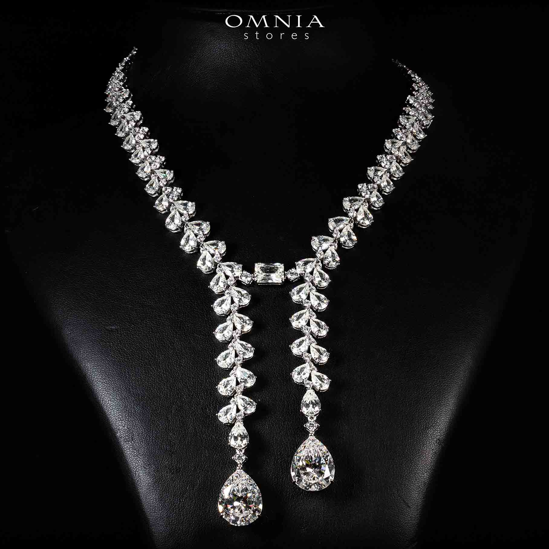 Omnia Shanaya White Necklace With High Quality Simulated Diamonds In 925 Silver
