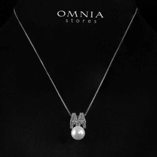 Omnia Shaira White Pear Peandant Necklace With High Quality Simulated Diamonds In 925 Silver