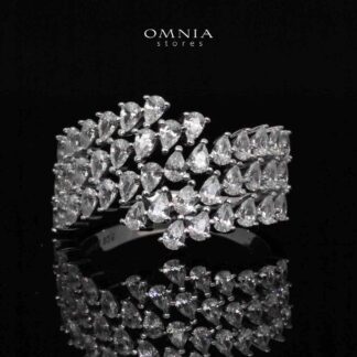 Omnia Klara White Ring With High Quality Simulated Diamonds In 925 Silver