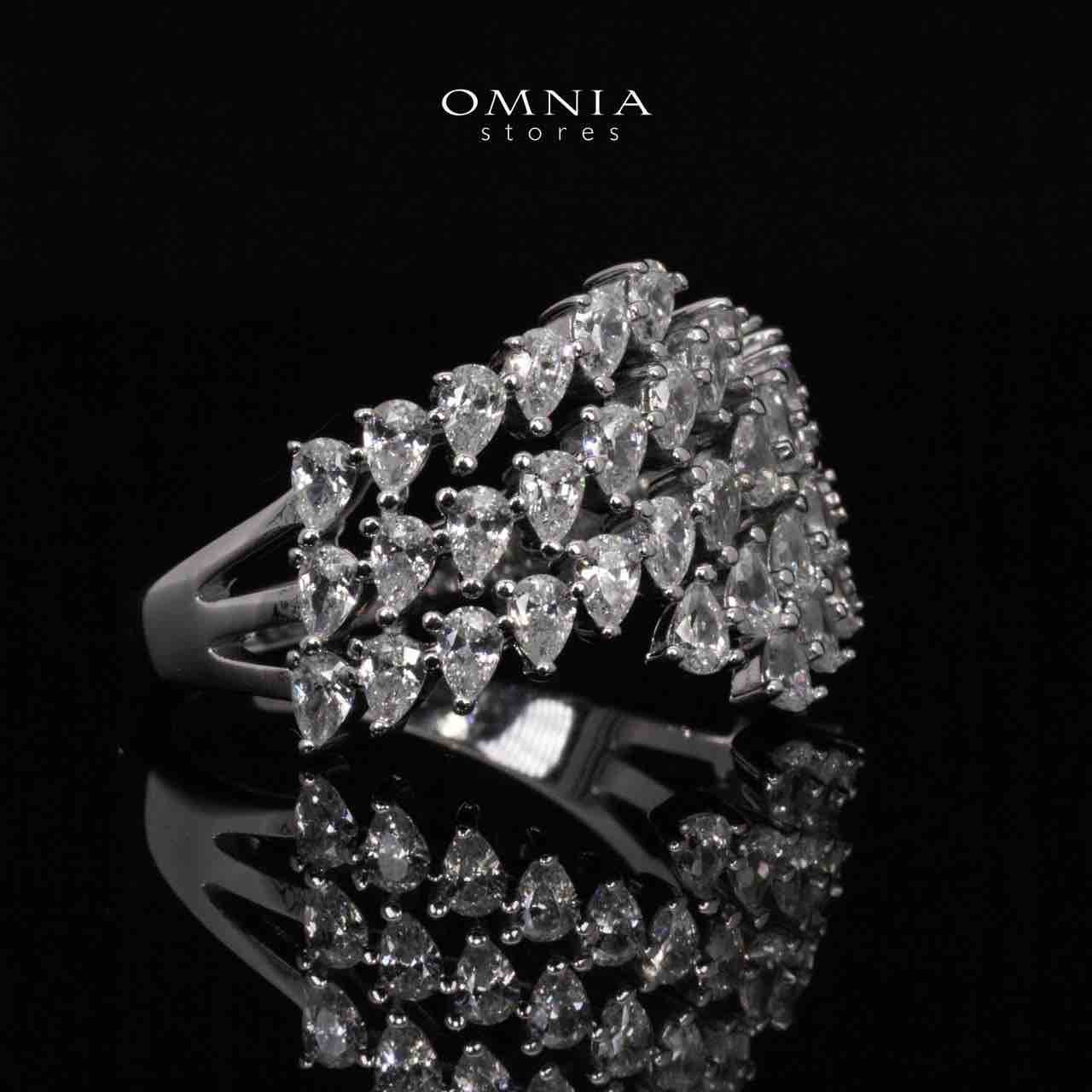 Omnia Klara White Ring With High Quality Simulated Diamonds In 925 Silver - Image 2