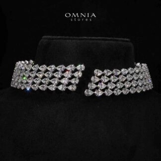 Omnia Tania White Choker Necklace With High Quality Simulated Diamonds In 925 Silver