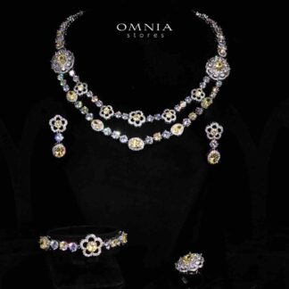Omnia Esra Yellow Luxury Bridal Full Set in High Quality Zircon Stone Rhodium Plated