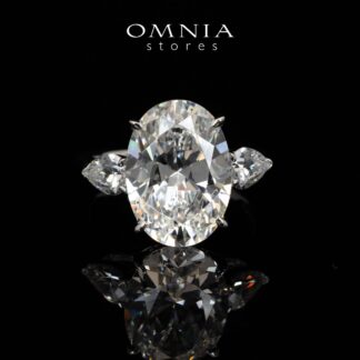 Omnia Shyla White Round Cut Ring With Certified High Quality Lab Crafted Stones In 925 Silver 10.9ct