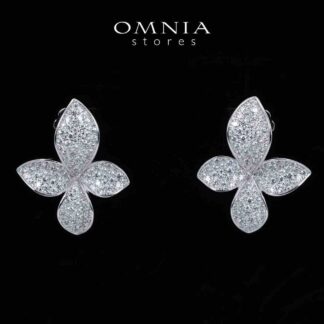 Omnia Zaynab White Floral Earrings With Certified High Quality Lab Crafted Stones In 925 Silver 2.7ct