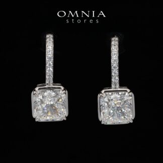 Omnia Tahila White Drop Earrings With Certified High Quality Lab Crafted Stones In 925 Silver 10.0ct