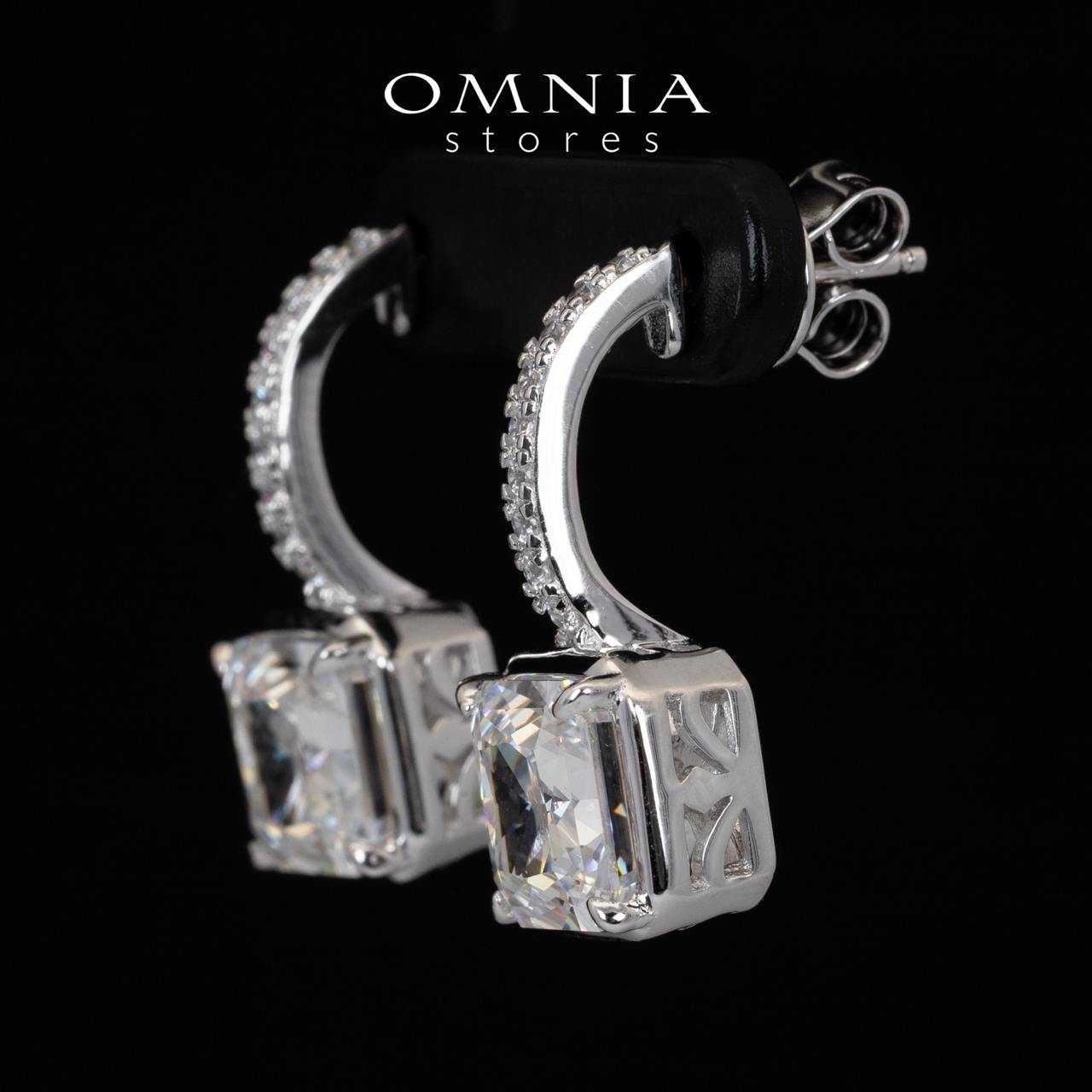 Omnia Tahila White Drop Earrings With Certified High Quality Lab Crafted Stones In 925 Silver 10.0ct - Image 2