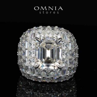 Omnia Serene White Ring With High Quality Certified Lab Crafted Stones In 925 Silver 8ct