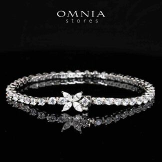 Omnia Iyanna White Floral Bracelet With High Quality Certified Lab Crafted Stones In 925 Silver 5.4ct