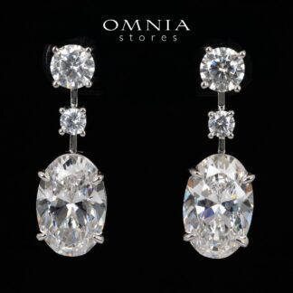Omnia Yazmin White Oval Cut Drop Earrings With High Quality Certified Lab Crafted Stones In 925 Silver 12.58ct