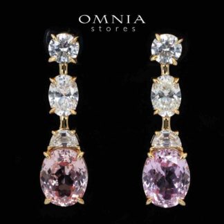 Omnia Rayla Gold and Pink Drop Earrings With High Quality Certified Lab Crafted Stones In 925 Silver 5ct
