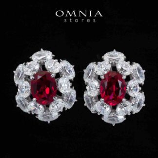 Omnia Liyana White and Red Drop Earrings With High Quality Certified Lab Crafted Stones In 925 Silver 11.51ct