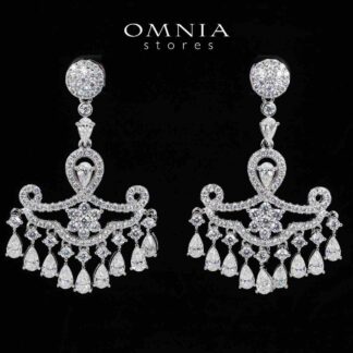 Omnia Aamal White Drop Earrings With High Quality Certified Lab Crafted Stones In 925 Silver 11.9ct