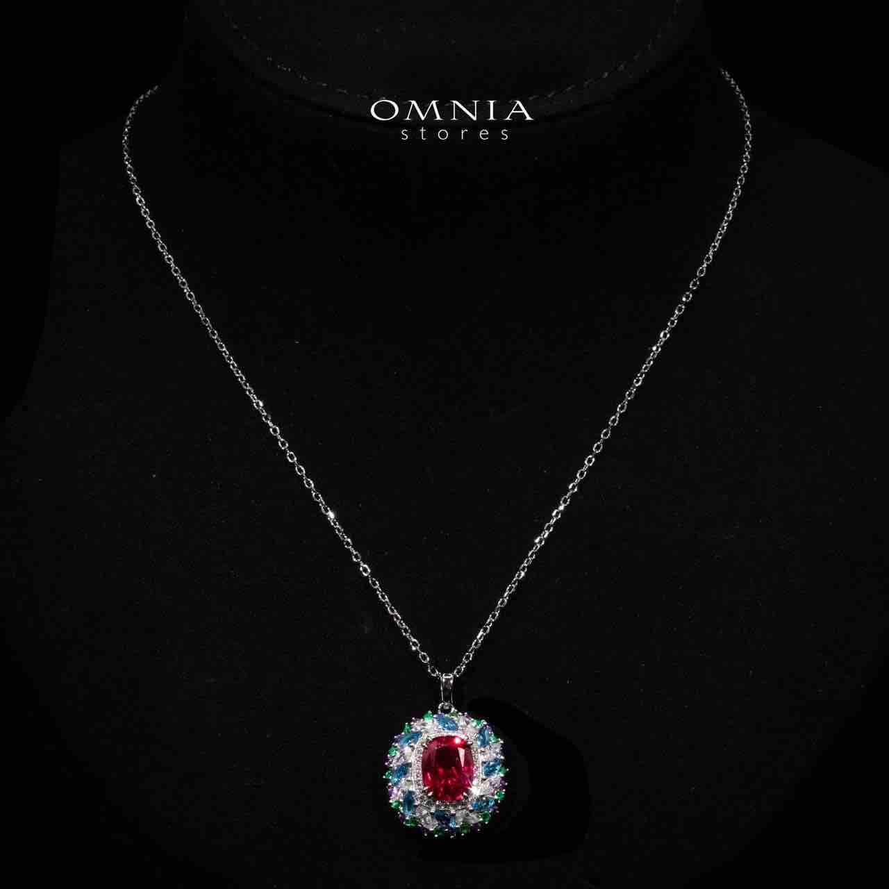 Omnia Inza Multi Color Pendant Necklace With High Quality Simulated Diamonds In 925 Silver - Image 2