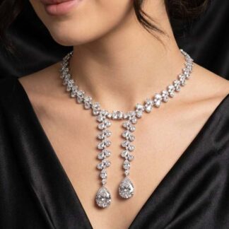 Omnia Shanaya White Necklace With High Quality Simulated Diamonds In 925 Silver