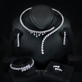Omnia Ailyn Luxury White Choker Bridal Full Set in High Quality Zircon Stone Rhodium Plated