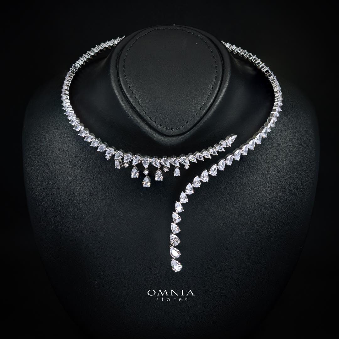 Omnia Ailyn Luxury White Choker Bridal Full Set in High Quality Zircon Stone Rhodium Plated - Image 2