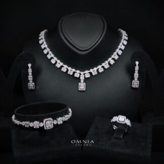 Omnia Selina White Luxury Bridal Full Set in High Quality Rhodium Plated Zircon Stones