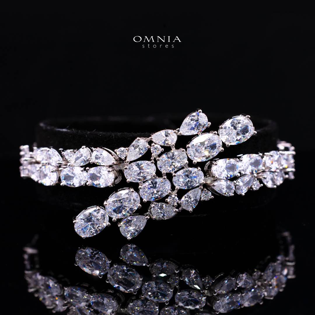 Omnia Millie White Luxury Bridal Full Set in High Quality Zircon Stone in Rhodium Plated - Image 3