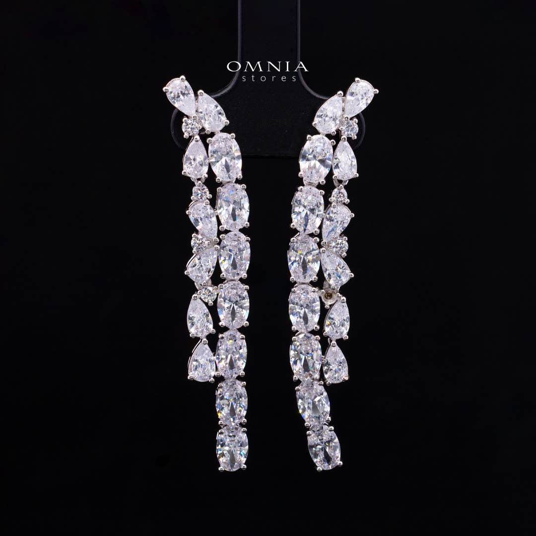 Omnia Millie White Luxury Bridal Full Set in High Quality Zircon Stone in Rhodium Plated - Image 5