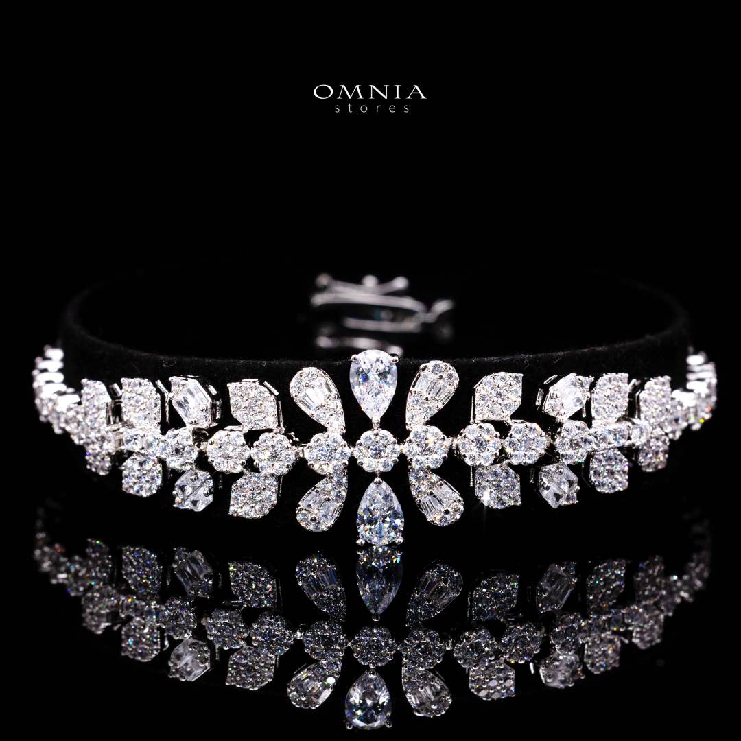Omnia Myla White Luxury Bridal Full Set in High Quality Zircon Stone in Rhodium Plated - Image 4