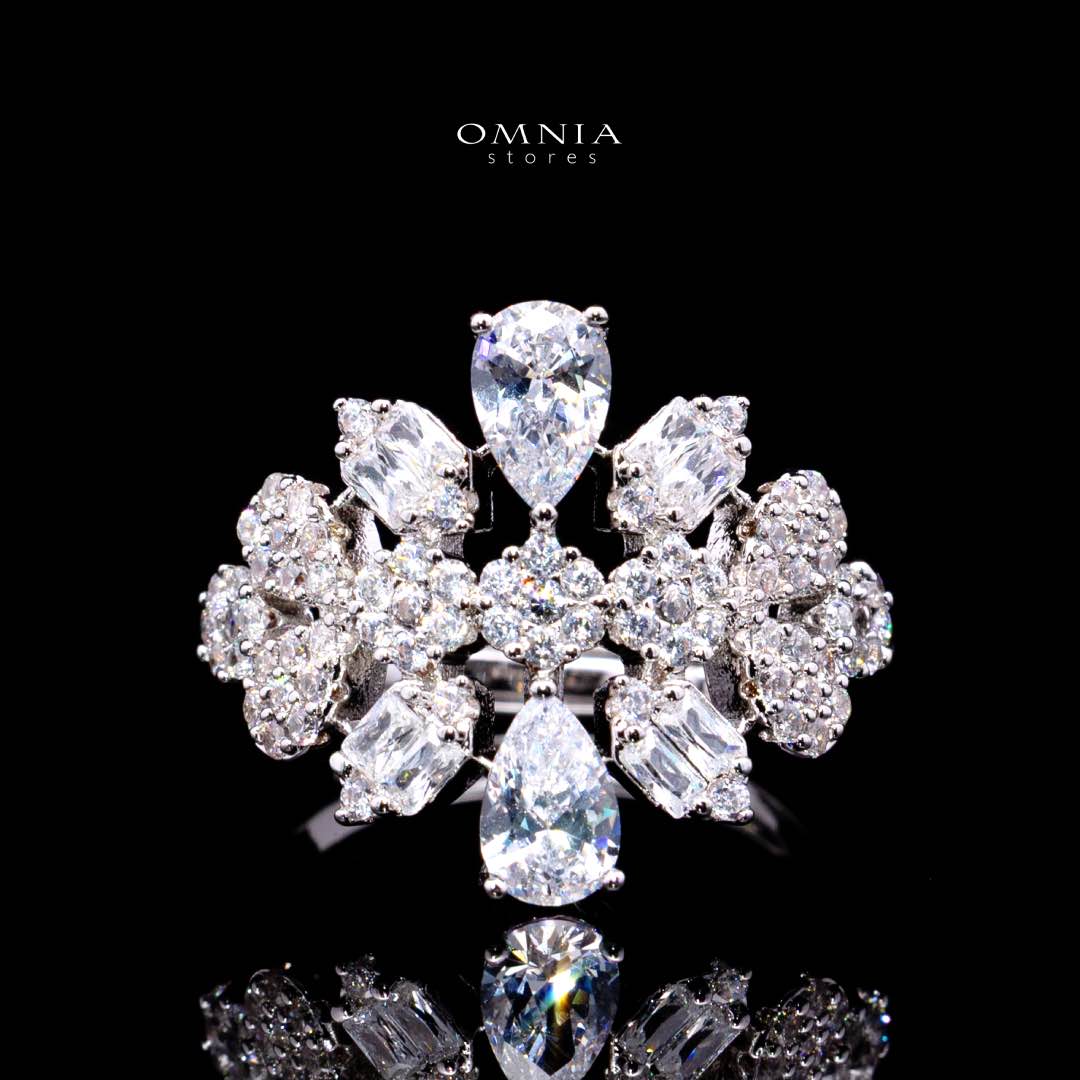 Omnia Myla White Luxury Bridal Full Set in High Quality Zircon Stone in Rhodium Plated - Image 5