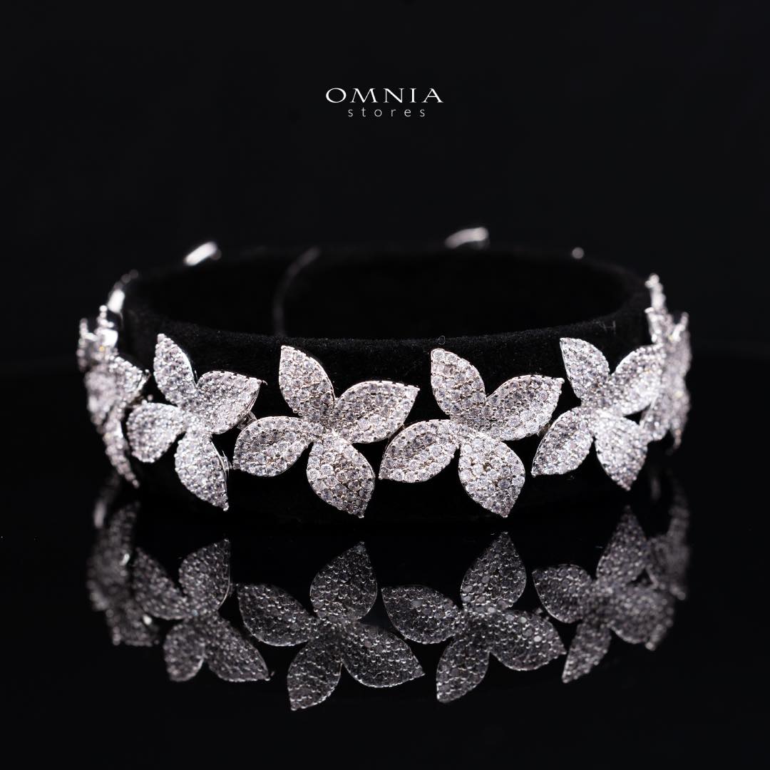 Omnia Laura White Luxury Bridal Full Set in High Quality Rhodium Plated Zircon Stones - Image 3