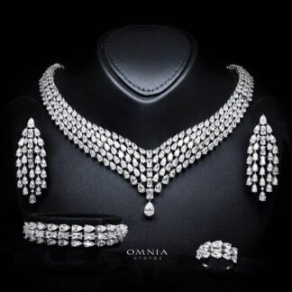 Omnia Carina White Luxury Bridal Full Set in High Quality Rhodium Plated Zircon Stones
