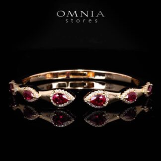 Omnia Isha Rose Gold and Red Bangle With Certified High Quality Lab Crafted Stones In 925 Silver 3.6ct