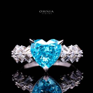 Omnia Saby Heart Sky Blue Heart Ring With High Quality Certified Lab Crafted Stones In 925 Silver
