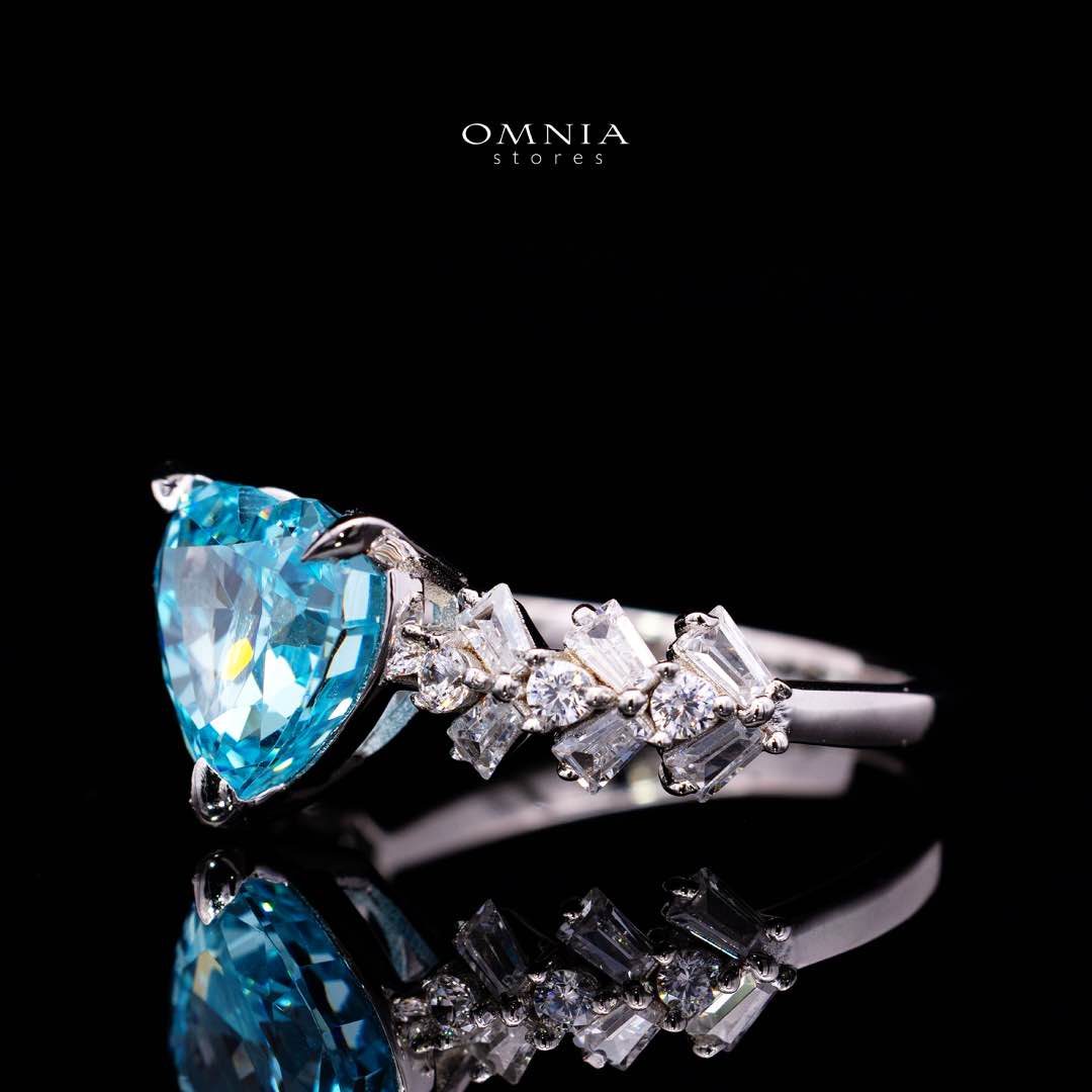 Omnia Saby Heart Sky Blue Heart Ring With High Quality Certified Lab Crafted Stones In 925 Silver - Image 2