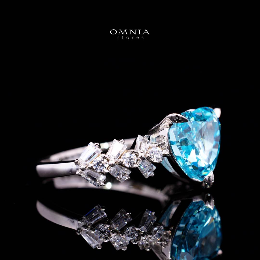 Omnia Saby Heart Sky Blue Heart Ring With High Quality Certified Lab Crafted Stones In 925 Silver - Image 3