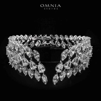 Omnia Sephy White Bangle With High Quality Simulated Diamonds In 925 Silver