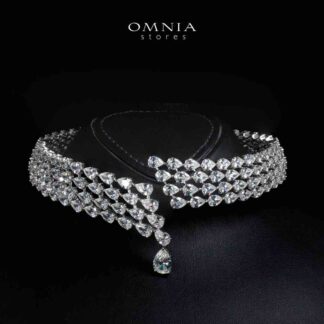 Omnia Nemy White Choker Necklace With High Quality Simulated Diamonds In 925 Silver