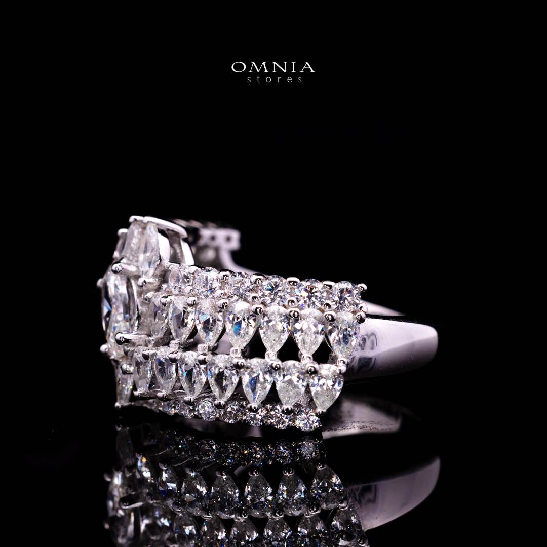 Omnia Rasha White Ring With High Quality Simulated Diamonds In 925 Silver - Image 2