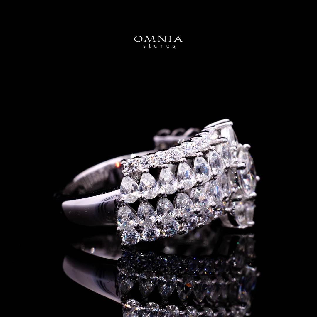 Omnia Rasha White Ring With High Quality Simulated Diamonds In 925 Silver - Image 3