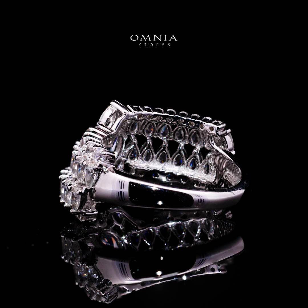 Omnia Rasha White Ring With High Quality Simulated Diamonds In 925 Silver - Image 4